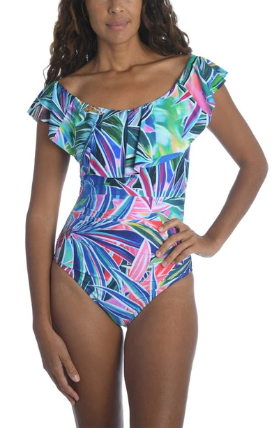 Shop La Blanca Palm Off The Shoulder One-piece Swimsuit In Multi