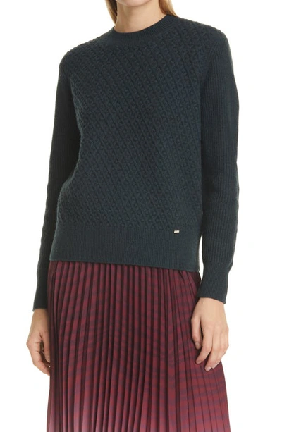 Shop Ted Baker Stitch Detail Crewneck Sweater In Dk-green