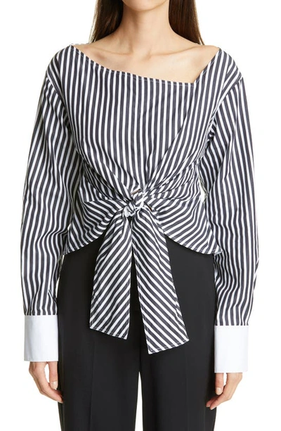 Shop Proenza Schouler Stripe Cotton Top In Black/ White
