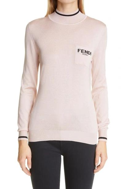 Shop Fendi Logo Pocket Silk Sweater In Snake