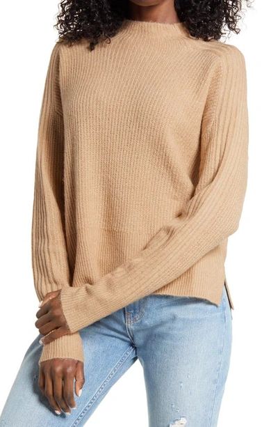 Shop All In Favor Funnel Neck Sweater In Camel