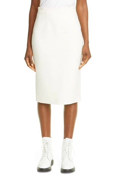 Shop Alexander Mcqueen Wool Blend Pencil Skirt In Ivory
