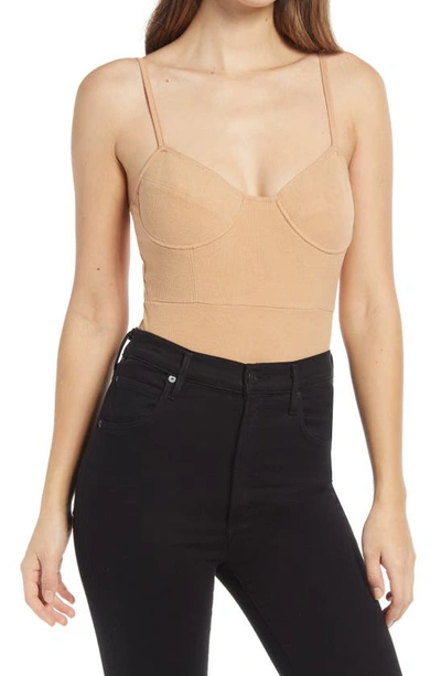 Shop 4th & Reckless Hallie Ribbed Bodysuit In Nude Rib