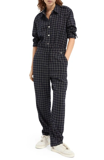 Shop Scotch & Soda All In One Check Jumpsuit In Combo Blue