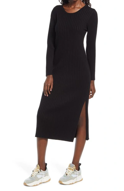 Shop Wayf X Bff Hollie Long Sleeve Sweater Dress In Black