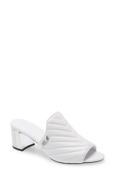 Shop Karl Lagerfeld Henley Quilted Slide Sandal In Bright White Leather
