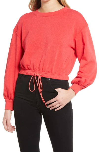 Shop Alice And Olivia Bernetta Drawstring Sweatshirt In Bright Poppy