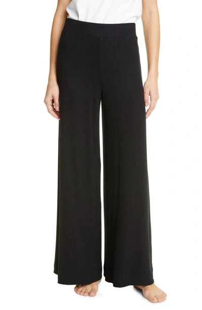 Shop L Agence The Crawford Wide Leg Knit Pants In Black