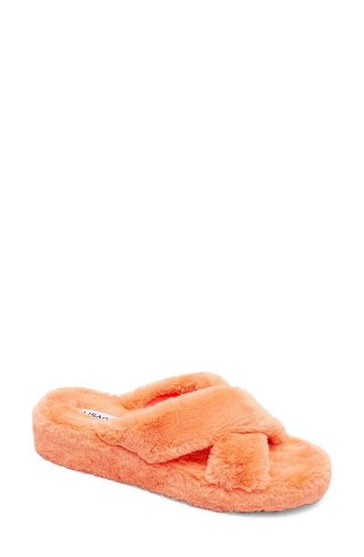 Shop Lisa And Vicky Cushy Slipper In Coral Faux Fur