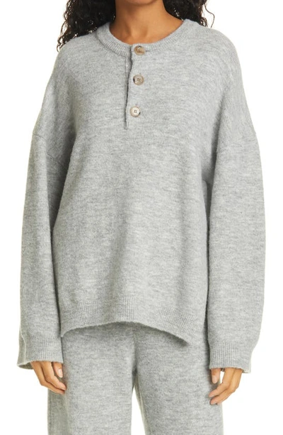 Shop Nanushka Lamee Henley Sweater In Heather Grey