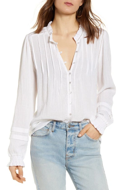 Shop Faherty Willa Button Front Peasant Blouse In White