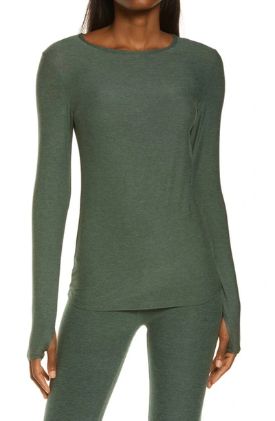 Shop Beyond Yoga Classic Crewneck Pullover In Green Ivy