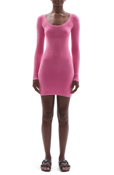 Shop Helmut Lang Veltage Rib Minidress In Disco Pink