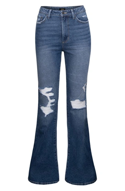 Shop Afrm Kayne Distressed Flare Jeans In Medium Sunland Wash