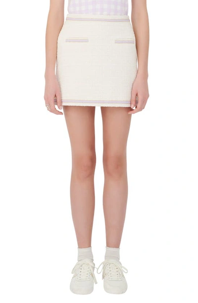 Shop Maje Braid Tweed Miniskirt In Ecru