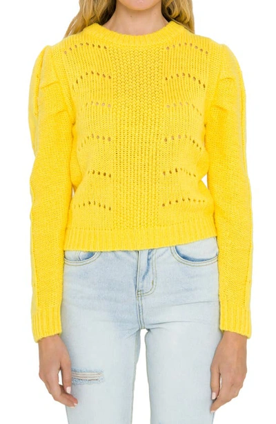 Shop English Factory Pleated Sweater In Yellow