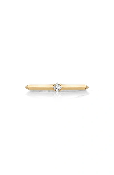 Shop Lizzie Mandler Fine Jewelry Petite Knife Edge Solitaire Diamond Ring In Yellow Gold/white Diamond