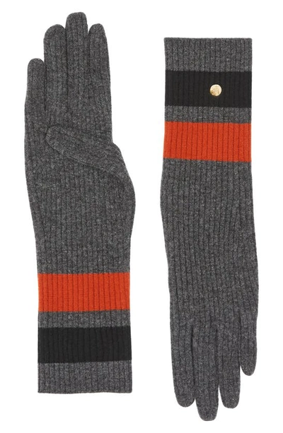 Shop Burberry Monogram Motif Merino Wool & Cashmere Gloves In Dark Grey