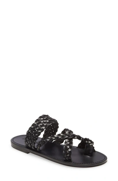 Shop Saint Laurent Neil Braided Toe Loop Sandal In Black