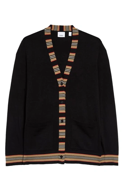 Shop Burberry Logo Trim Cardigan In Black