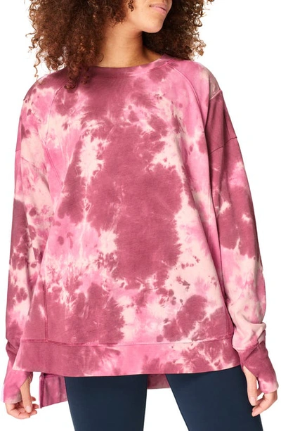 Shop Sweaty Betty After Class Sweatshirt In Pink Tie Dye Print