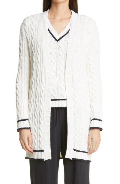 Shop Max Mara Sorbona Belted Cotton & Cashmere Blend Cardigan In Bianco