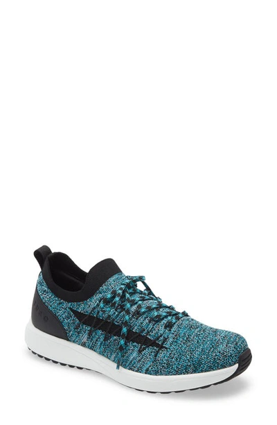 Shop Traq By Alegria Synq 2 Knit Sneaker In Turquoise Leather