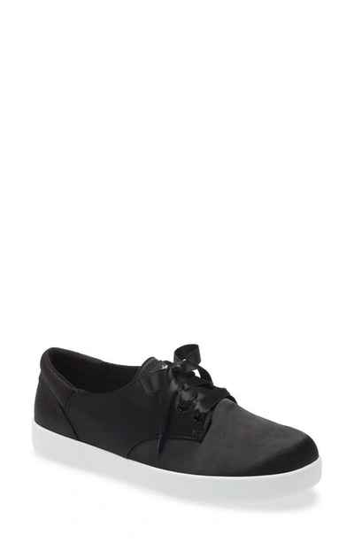 Shop Alegria Poly Sneaker In Black Satin Leather