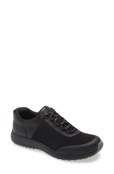 Shop Traq By Alegria Jaunt Knit Sneaker In Black Leather
