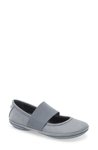 Shop Camper Right Nina Leather Ballerina Flat In Grey Leather