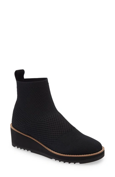 Shop Eileen Fisher London Bootie In Black Stretch Fabric