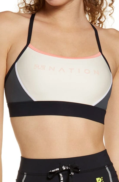 Shop P.e Nation Forward Pass Racerback Sports Bra In Pearled Ivory Owtm