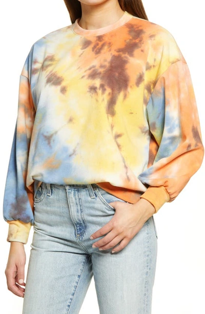 Shop All In Favor Tie Dye Sweatshirt In Yellow-blue-org