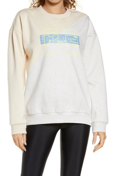Shop P.e Nation P.e. Nation First Position Graphic Sweatshirt In Pearled Ivory
