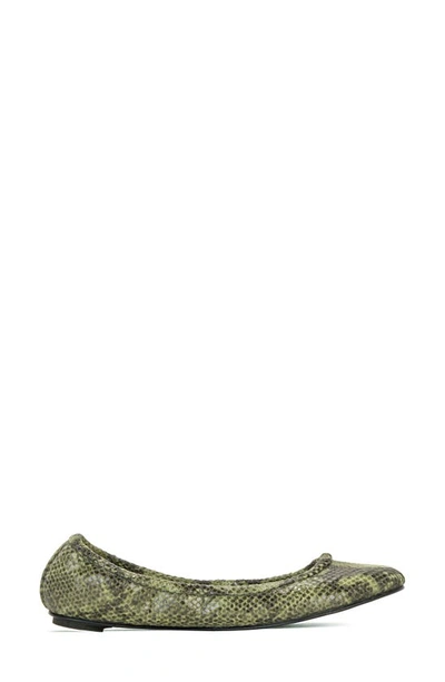 Shop Aera Lily Ballet Flat In Olive Python-effect