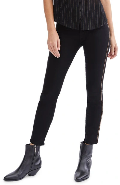 Shop Seven Chain Trim Ankle Skinny Jeans In Silver/ Black