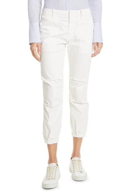 Shop Nili Lotan Stretch Cotton Twill Crop Military Pants In Eggshell