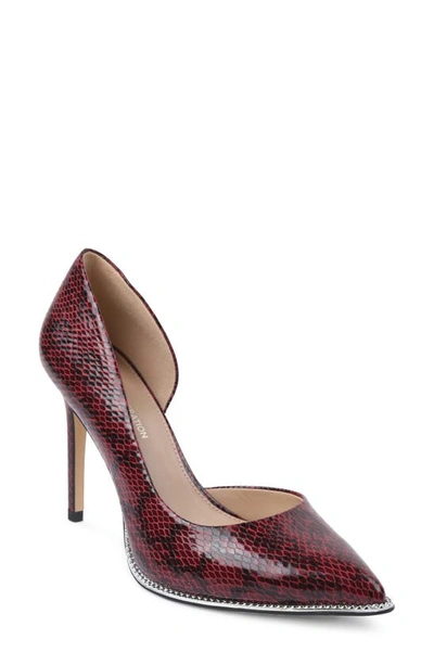 Shop Bcbgeneration Harnoy Point Toe Pump In Red Bud Snake Print