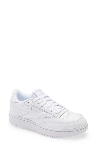 Shop Reebok Club C Double Platform Sneaker In White/ White/ Cold Grey 2