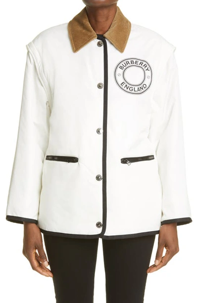 Shop Burberry Westcliff Logo Reversible Convertible Jacket In Natural White