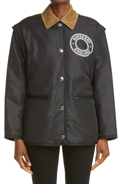 Shop Burberry Westcliff Logo Reversible Convertible Jacket In Black