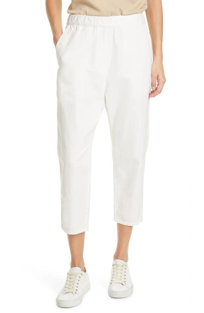 Nili Lotan Stretch Cotton Twill Crop Military Pants In Eggshell