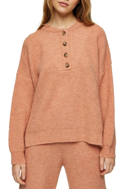 Topshop Henley Sweater In Rose | ModeSens
