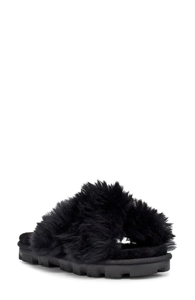 Shop Ugg Fuzzalicious Genuine Shearling Slipper In Black