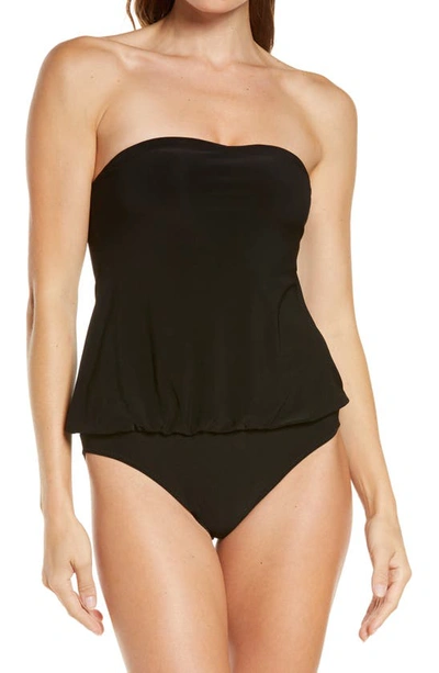 Shop Norma Kamali Strapless Babydoll One-piece Swimsuit In Black