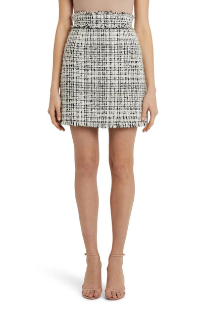 Shop Dolce & Gabbana Short A-line Tweed Skirt In White Black