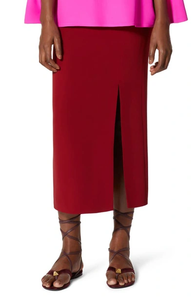 Shop Valentino Midi Pencil Skirt In Crimson