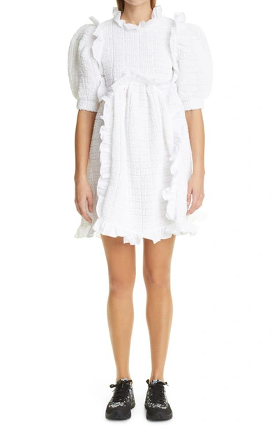 Shop Cecilie Bahnsen Lotta Short Sleeve Ruffle Dress In White