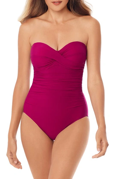 Shop Miraclesuitr Rock Solid Madrid Bandeau One-piece Swimsuit In Framboise Pink