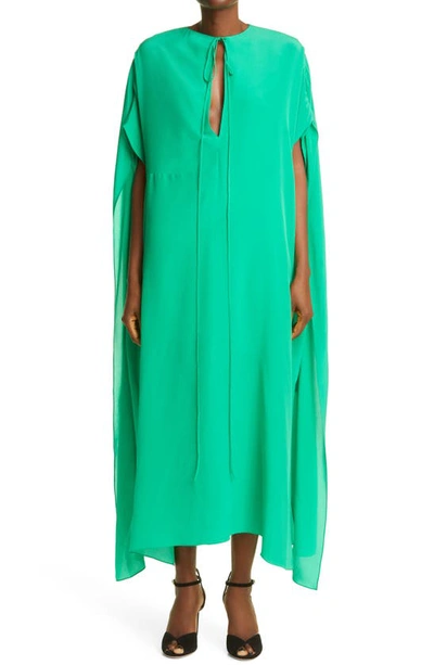 Shop Victoria Beckham Silk Caftan Midi Dress In Emerald Green